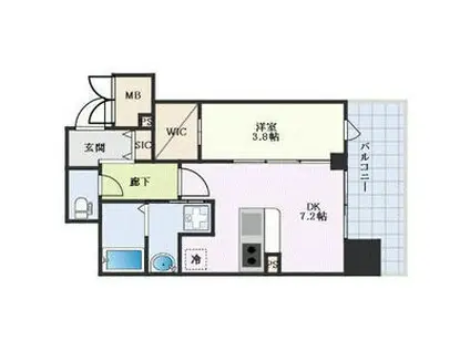 LA WAISON NAMBA ウエスト(1DK/11階)の間取り写真