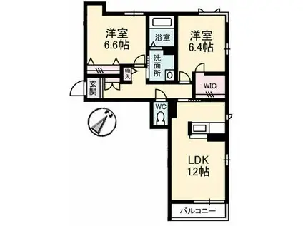 ショコラパン(2LDK/1階)の間取り写真