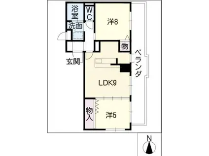 パレ グロワール(2LDK/4階)の間取り写真