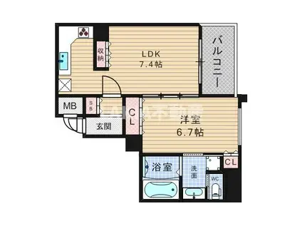 リーガル靭公園南(1LDK/10階)の間取り写真