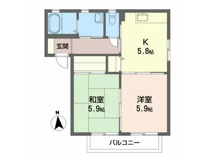 ベネディクトゥA(2K/1階)の間取り写真