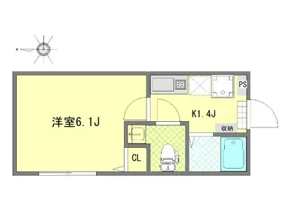 GLENODAI(1K/3階)の間取り写真