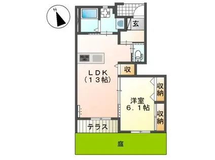 M・ROSE PINK I(1LDK/1階)の間取り写真