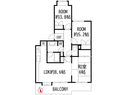 ファミールヴィラ多摩(3LDK/3階)の間取り写真