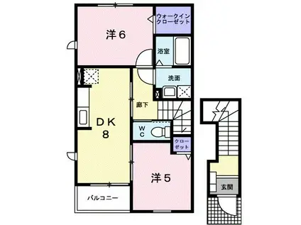 ベルフラワ- I(2DK/2階)の間取り写真