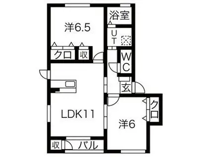 カルレ I(2LDK/2階)の間取り写真