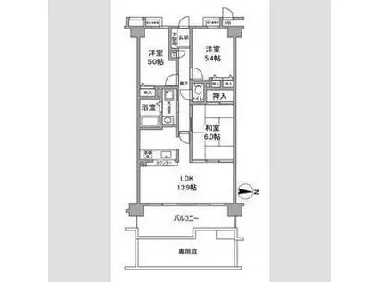 ヴィルヌーブ大津膳所(3LDK/1階)の間取り写真
