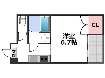 メルヴェーユ(1K/6階)の間取り写真