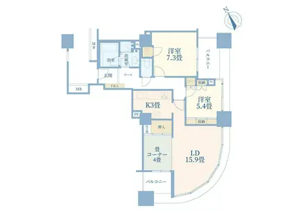 ザ・タワーグランディア(2LDK/7階)の間取り写真