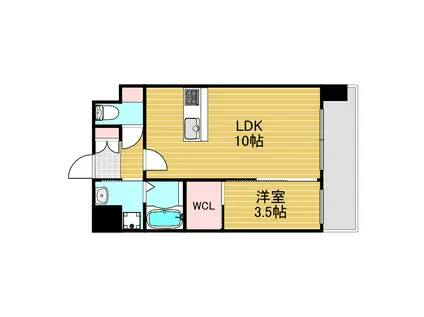 ALIVIS三国本町(1LDK/2階)の間取り写真
