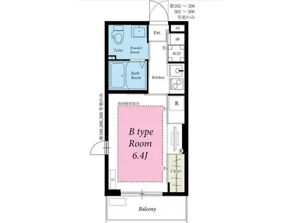 リブリ・コンフォート(1K/3階)の間取り写真