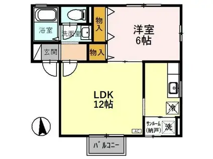 ヴィヴレ横川 B(1LDK/2階)の間取り写真