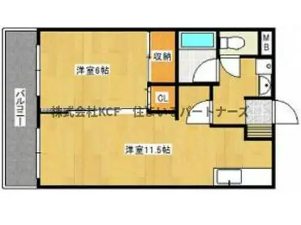 パラッツォ櫛原(1LDK/4階)の間取り写真