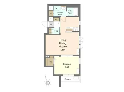 ボヌール(1LDK/1階)の間取り写真