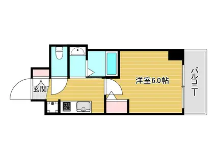 エステムコート難波ウエストサイドVアジュール(1K/6階)の間取り写真