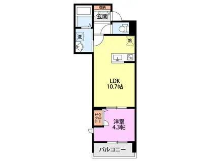 田端1丁目AP(1LDK/3階)の間取り写真