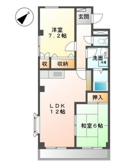 サンピア大福(2LDK/4階)の間取り写真