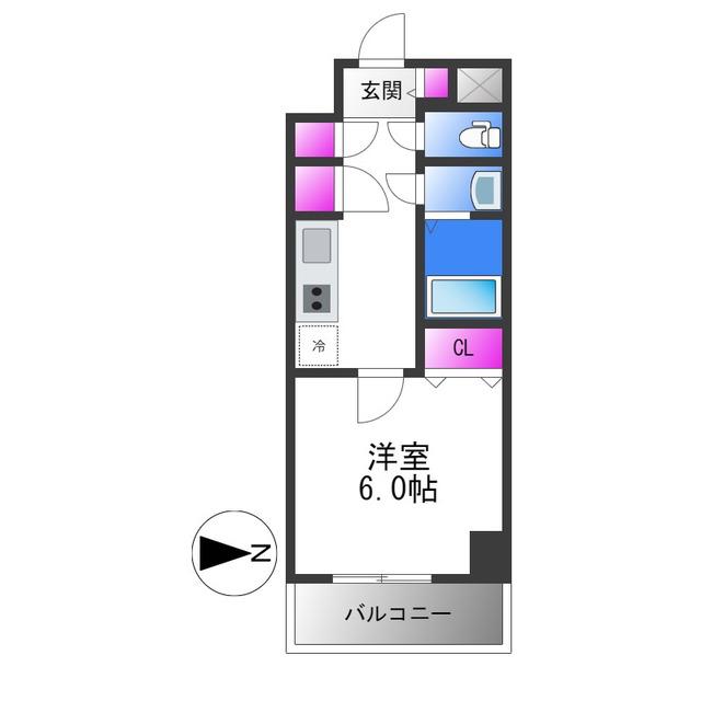 CITYSPIRE平野(1K/4階)の間取り写真