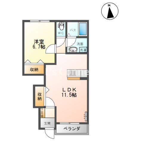 ロイヤルハイツ参番館(1LDK/1階)の間取り写真