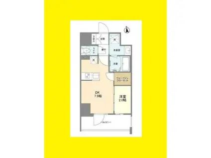 バウスフラッツ新大阪(1DK/7階)の間取り写真