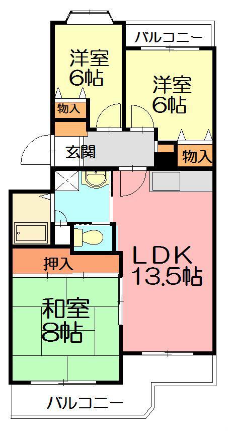 エクレール本鵠沼(3LDK/3階)の間取り写真