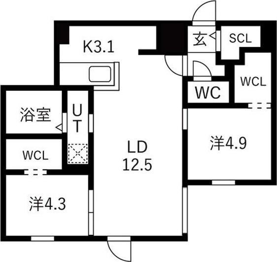 BLANC IRIS HIRAGISHI(2LDK/1階)の間取り写真
