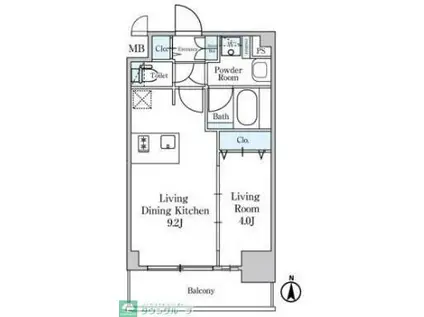 ディームス東陽町II(1LDK/10階)の間取り写真
