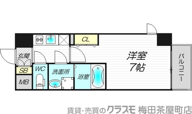 グランルージュ中之島南(1K/2階)の間取り写真
