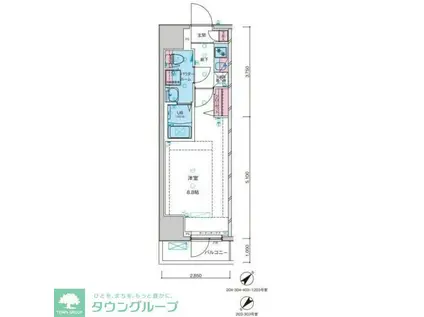 ジェノヴィア浅草Vスカイガーデン(1K/2階)の間取り写真