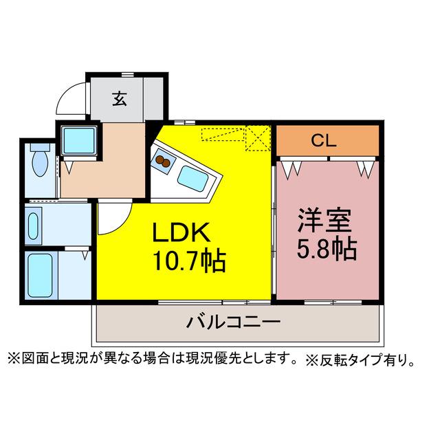 ガーデンコートプチノエル(1LDK/2階)の間取り写真