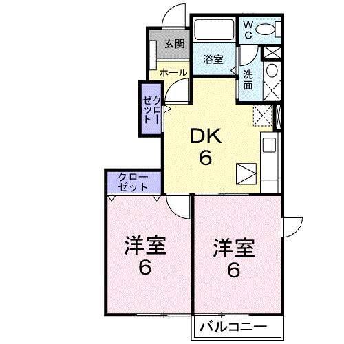 グランシャリオ・K(2DK/1階)の間取り写真