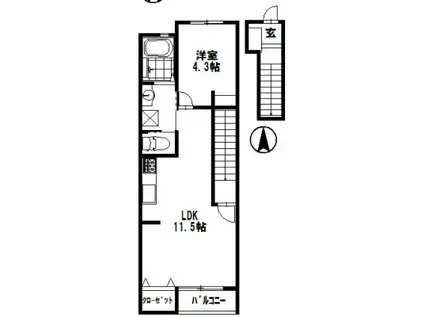 POLARIS(1LDK/2階)の間取り写真