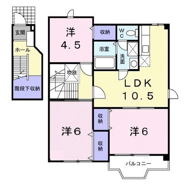 ヴィラグランブルーB(3LDK/2階)の間取り写真