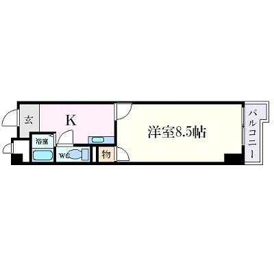 ハイツ金山(1K/4階)の間取り写真