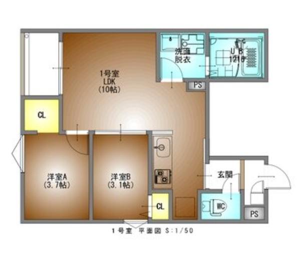 REGALEST鶴里駅前(2LDK/3階)の間取り写真