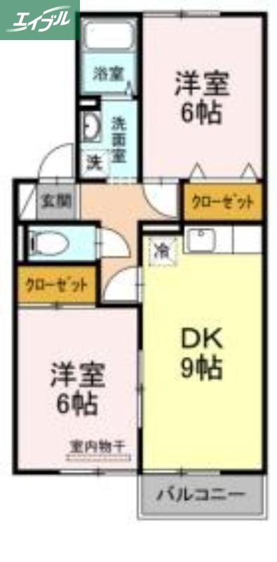 リバーパーク C棟(2LDK/2階)の間取り写真