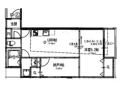 菅原1丁目ハイツ(1LDK/1階)の間取り写真