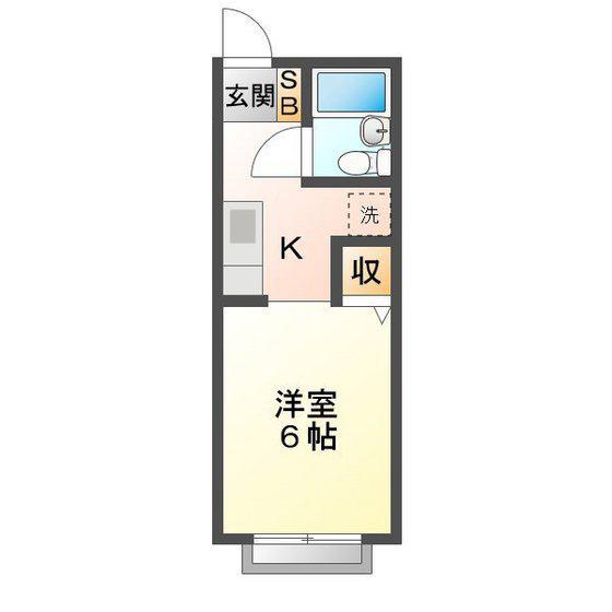 グランメール鈴鹿(1K/2階)の間取り写真