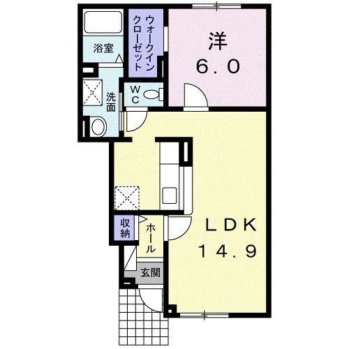 カモミールB(1LDK/1階)の間取り写真