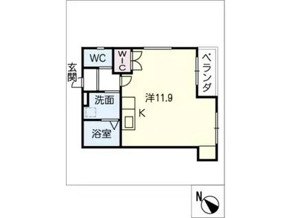 CIEL AZUR(ワンルーム/1階)の間取り写真