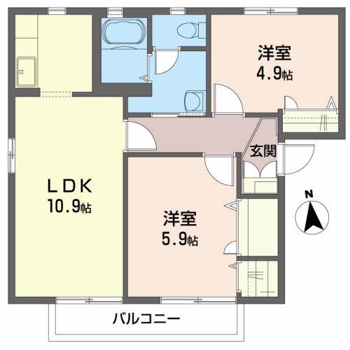 メゾン花巧房C(2LDK/2階)の間取り写真
