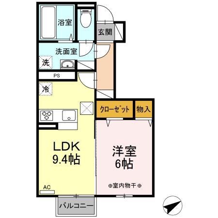 ヴォルピーノ(1LDK/1階)の間取り写真