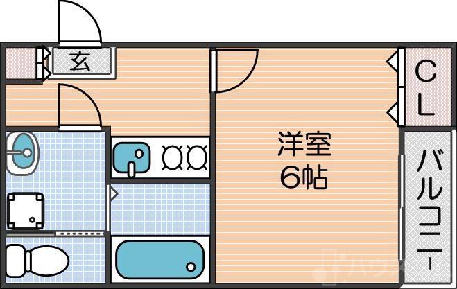 ハーモニーテラス杉本II(1K/2階)の間取り写真
