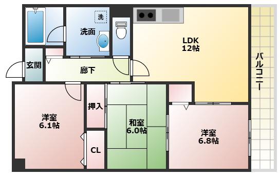 プリマべーラ(3LDK/2階)の間取り写真
