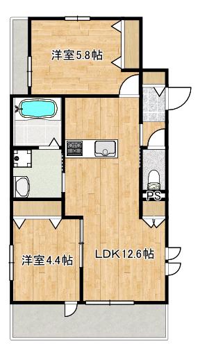 メルベーユ都筑(2LDK/2階)の間取り写真