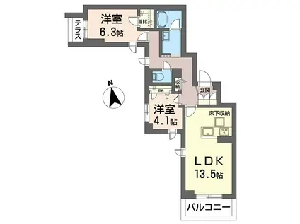 シャーメゾン アレグリア(2LDK/1階)の間取り写真
