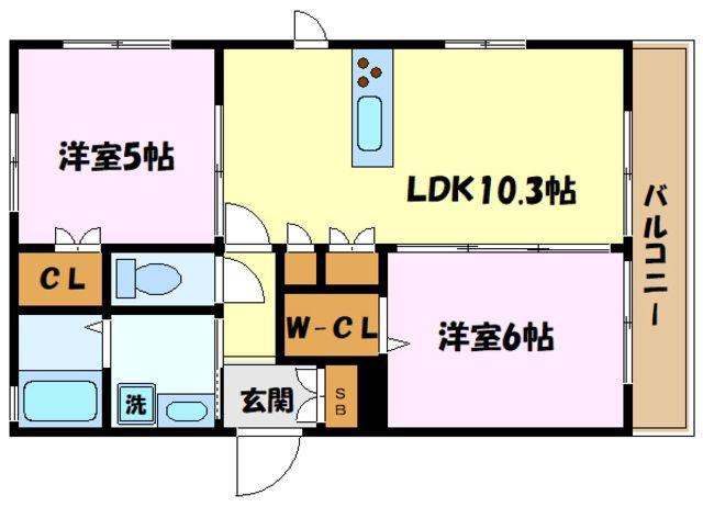 グランデュール(2LDK/1階)の間取り写真