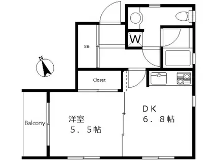 コリーヌ中目黒(1DK/2階)の間取り写真