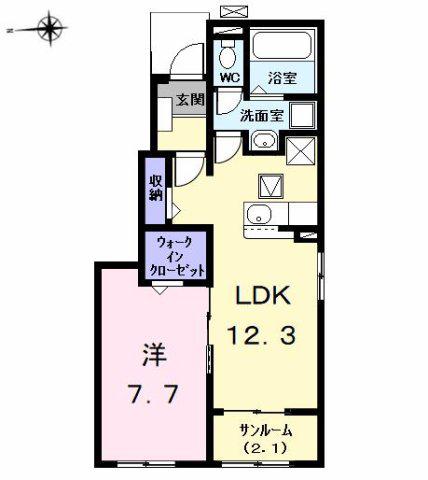 ガーデン ハイツ ハトリI(1LDK/1階)の間取り写真