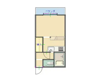 エムズ田野(1K/2階)の間取り写真